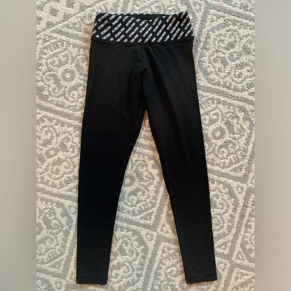 Victoria’s Sport black leggings Women’s Xs White Logo Waistband